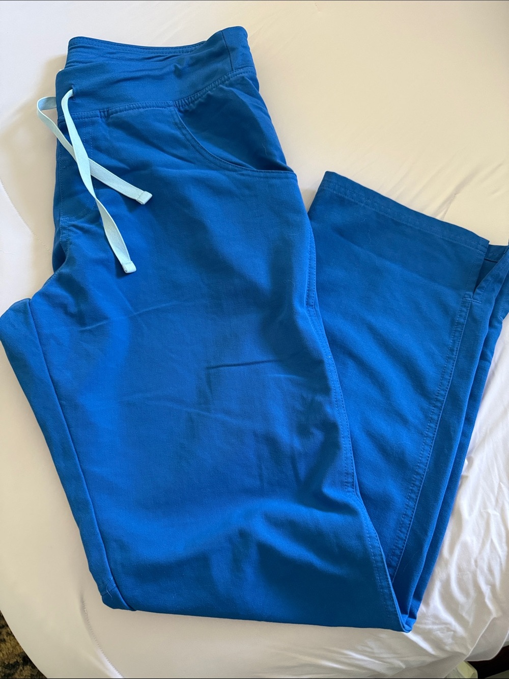 Figs Electric Blue Women's Joggers with Light Blue Drawstring